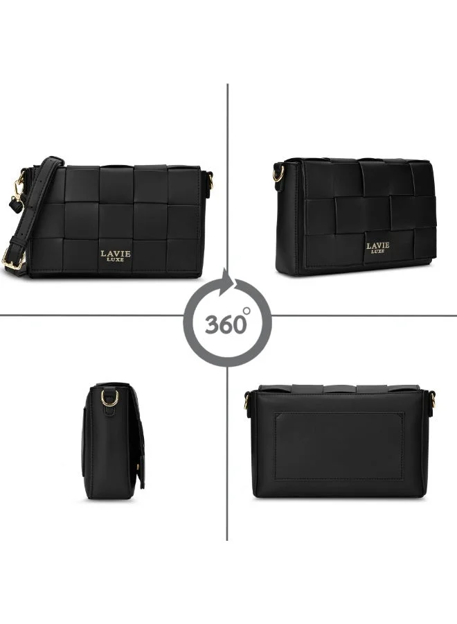 Lavie  Luxe Women's Bot Elle Flap Crossbody (Black) for Women | Best Price UAE